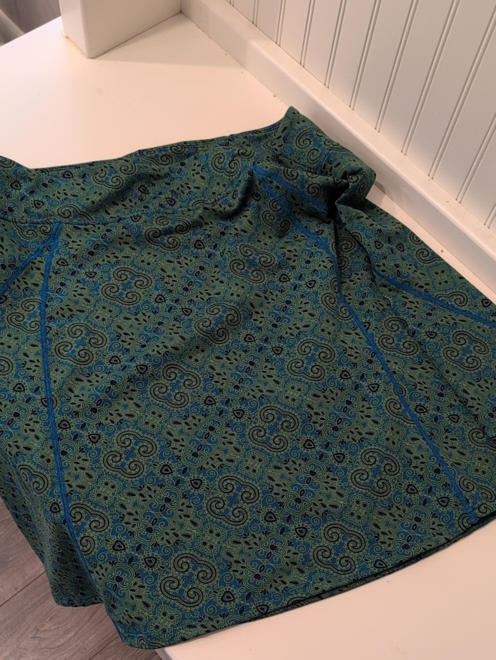 Title Nine Teal Paisley Skater Skirt with Blue Piping